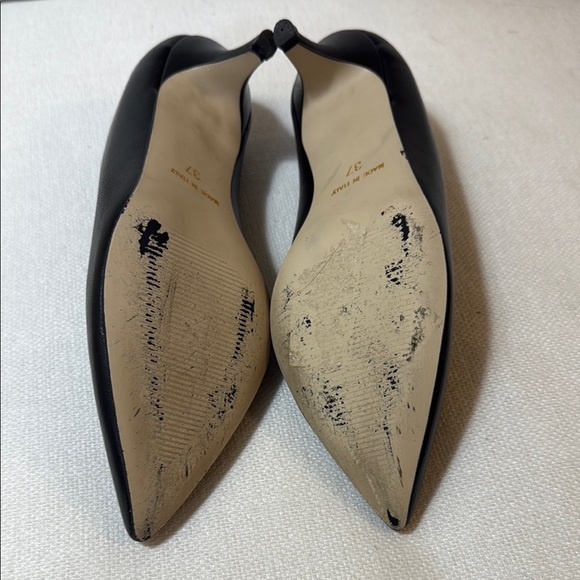 Vera Pelle Size 7 Black Pointed Toe Heels - Picture 9 of 9